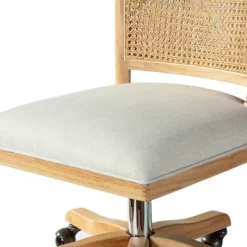 Office Furniture-Kirkland's Home Natural Cane Back Linen Office Chair