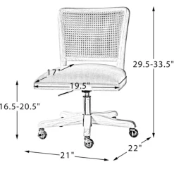 Office Furniture-Kirkland's Home Natural Cane Back Linen Office Chair