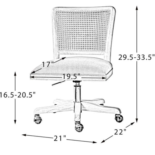 Office Furniture-Kirkland's Home Natural Cane Back Linen Office Chair
