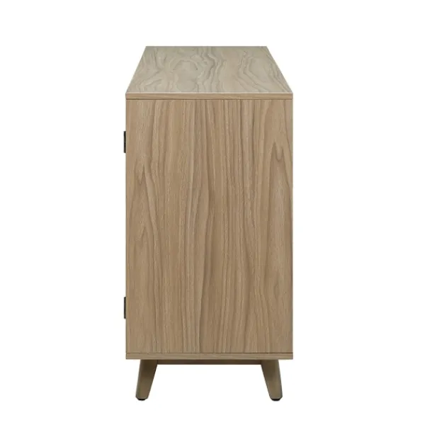 Cabinets & Sideboards-Kirkland's Home Natural Cane Wood Storage Media Cabinet Tan