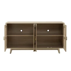 Cabinets & Sideboards-Kirkland's Home Natural Cane Wood Storage Media Cabinet Tan