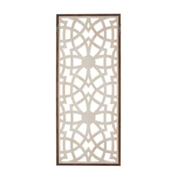 Wall Plaques-Kirkland's Home Natural Carved Damask Wooden Wall Plaque Tan