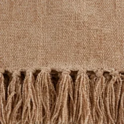 Blankets & Throws-Kirkland's Home Natural Chenille Fringe Throw Tan
