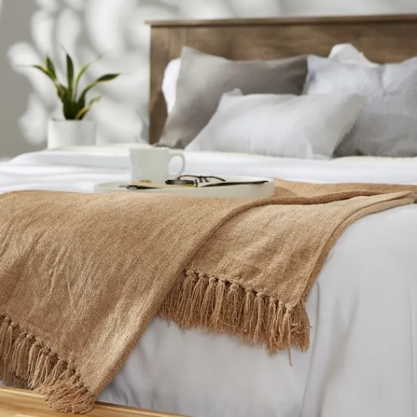 Blankets & Throws-Kirkland's Home Natural Chenille Fringe Throw Tan