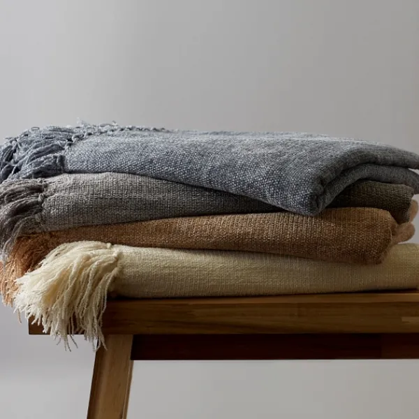 Blankets & Throws-Kirkland's Home Natural Chenille Fringe Throw Tan