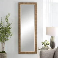 Decorative Mirrors-Kirkland's Home Natural Coastal Full-Length Wall Mirror