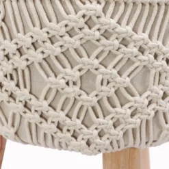 Benches & Ottomans-Kirkland's Home Natural Crochet Stool Tan/Ivory