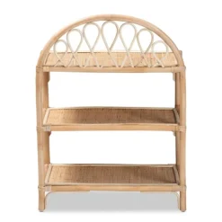 Bookshelves-Kirkland's Home Natural Curled Rattan 3-Tiered Bookcase