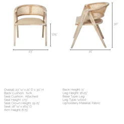 Dining Chairs-Kirkland's Home Natural Curved Rat And Linen Dining Chair Tan