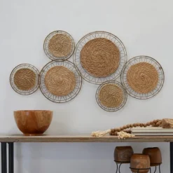 Wall Plaques-Kirkland's Home Natural Dried Bohemian Plates Wall Plaque Tan