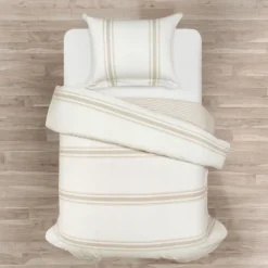 Duvets-Kirkland's Home Natural Farmhouse Stripe 2-Pc. Twin Xl Duvet Set Tan