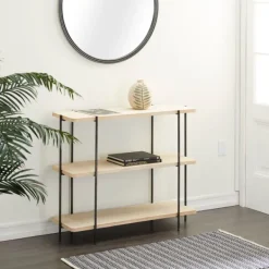 Console Tables-Kirkland's Home Natural Fir Open 3-Tier Console Table Tan/Black