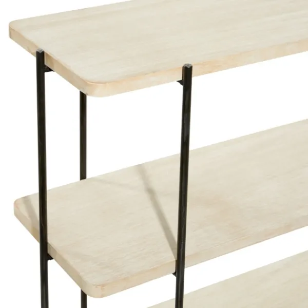 Console Tables-Kirkland's Home Natural Fir Open 3-Tier Console Table Tan/Black