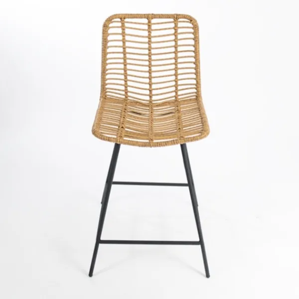 Bar Stools & Counter Height Stools-Kirkland's Home Natural Fishbone Rattan Counter Stool Tan/Black