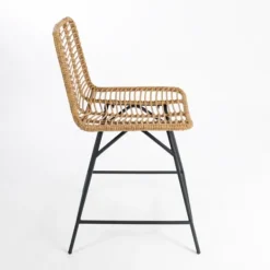 Bar Stools & Counter Height Stools-Kirkland's Home Natural Fishbone Rattan Counter Stool Tan/Black