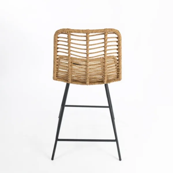 Bar Stools & Counter Height Stools-Kirkland's Home Natural Fishbone Rattan Counter Stool Tan/Black