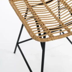Bar Stools & Counter Height Stools-Kirkland's Home Natural Fishbone Rattan Counter Stool Tan/Black