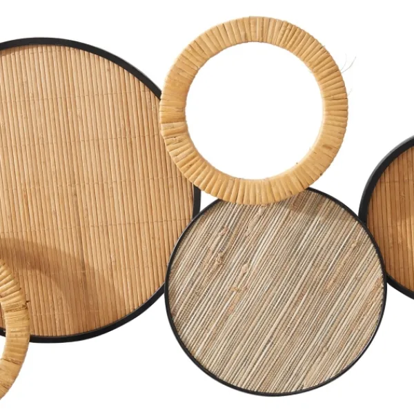 Wall Plaques-Kirkland's Home Natural Floating Disks Bamboo Wall Plaque Tan/Black