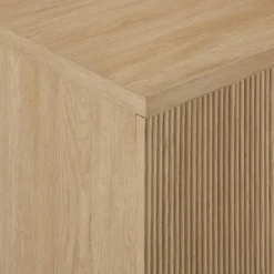 Cabinets & Sideboards-Kirkland's Home Natural Fluted Wood Scandinavian Cabinet Tan