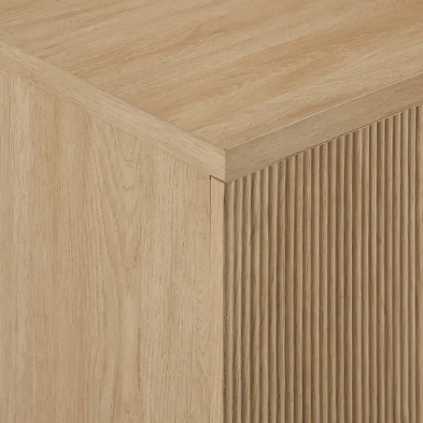 Cabinets & Sideboards-Kirkland's Home Natural Fluted Wood Scandinavian Cabinet Tan