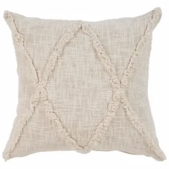 Pillows-Kirkland's Home Natural Fringe Diamond Pillow, 20 In. Tan