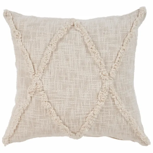 Pillows-Kirkland's Home Natural Fringe Diamond Pillow, 20 In. Tan