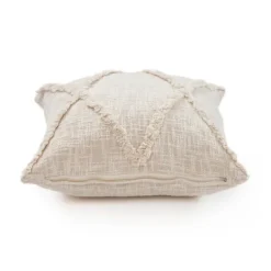 Pillows-Kirkland's Home Natural Fringe Diamond Pillow, 20 In. Tan