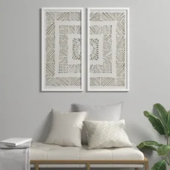 Framed Art-Kirkland's Home Natural Geometric Rice Paper Framed Art, Set Of 2 Tan