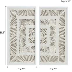 Framed Art-Kirkland's Home Natural Geometric Rice Paper Framed Art, Set Of 2 Tan