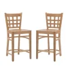 Bar Stools & Counter Height Stools-Kirkland's Home Natural Grid Back Wood Counter Stools, Set Of 2 Tan