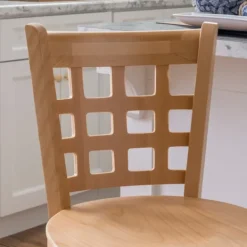 Bar Stools & Counter Height Stools-Kirkland's Home Natural Grid Back Wood Counter Stools, Set Of 2 Tan
