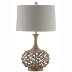 Table Lamps-Kirkland's Home Natural Hemp Rope Coastal Table Lamp White