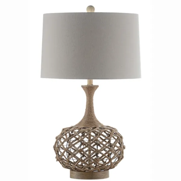 Table Lamps-Kirkland's Home Natural Hemp Rope Coastal Table Lamp White