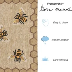 Outdoor Rugs-Kirkland's Home Natural Honeycomb & Bees Outdoor Accent Rug Tan/Yellow