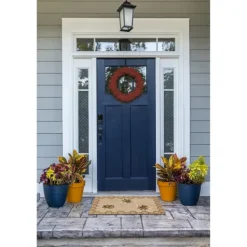 Outdoor Rugs-Kirkland's Home Natural Honeycomb & Bees Outdoor Accent Rug Tan/Yellow