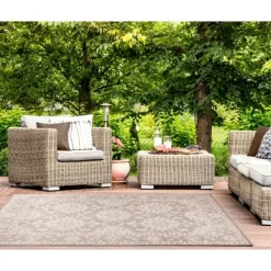 Outdoor Rugs-Kirkland's Home Natural Ivy Indoor/Outdoor Area Rug, 4X7 Tan