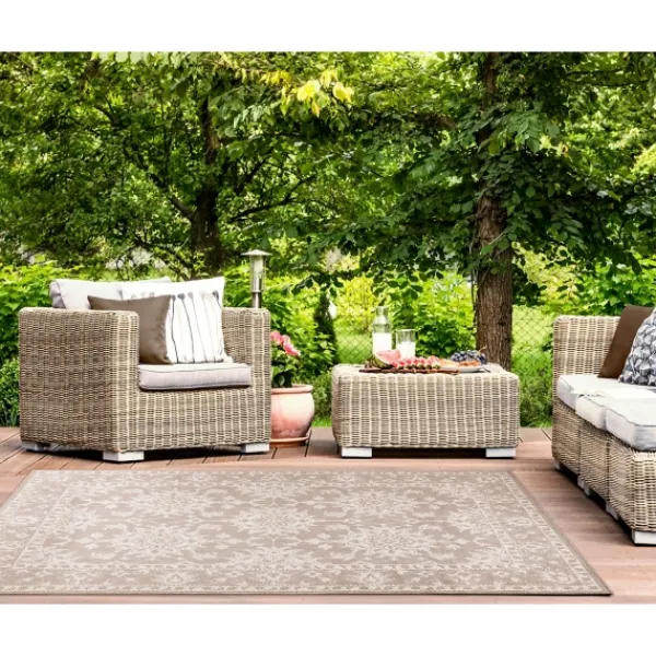Outdoor Rugs-Kirkland's Home Natural Ivy Indoor/Outdoor Area Rug, 4X7 Tan