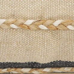 Pillows-Kirkland's Home Natural Jute Braided Stripe Lumbar Pillow Black/Tan/Ivory
