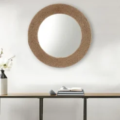 Decorative Mirrors-Kirkland's Home Natural Jute Round Wall Mirror