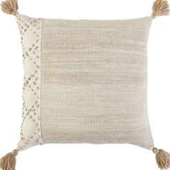 Pillows-Kirkland's Home Natural Kantha Stitch Recycled Throw Pillow Tan