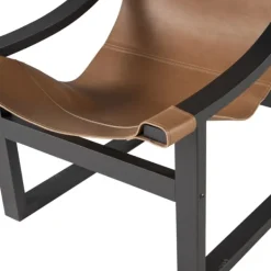 Accent Chairs-Kirkland's Home Natural Leather And Black Wood Sling Accent Chair Tan