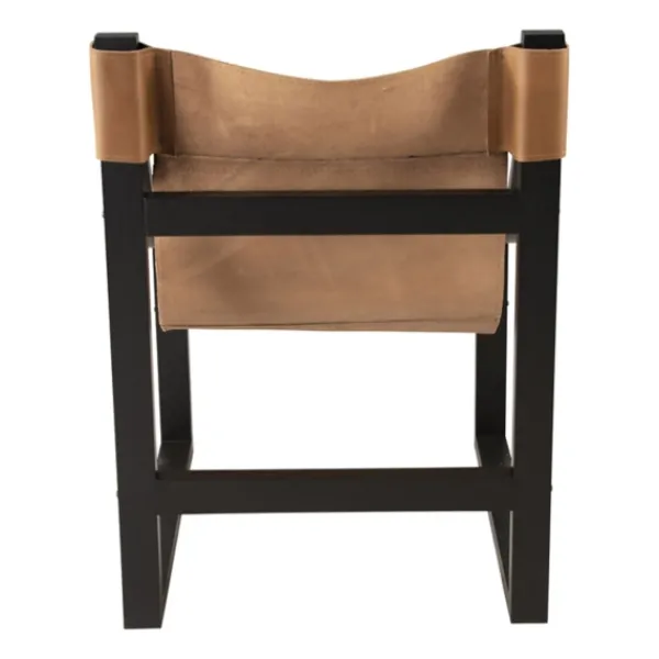Accent Chairs-Kirkland's Home Natural Leather And Black Wood Sling Accent Chair Tan
