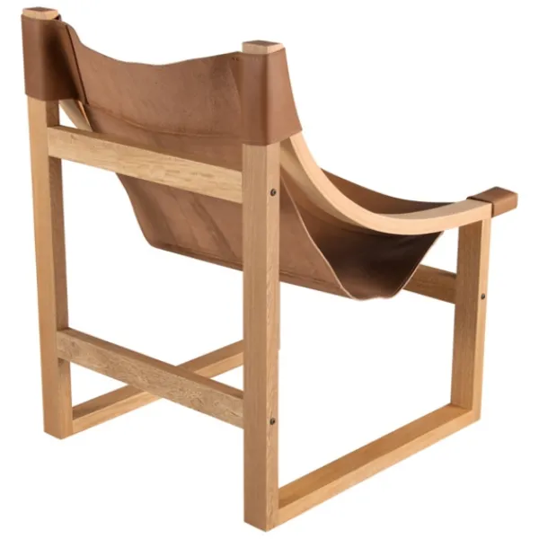 Accent Chairs-Kirkland's Home Natural Leather And Wood Sling Accent Chair Tan