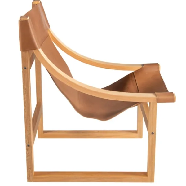 Accent Chairs-Kirkland's Home Natural Leather And Wood Sling Accent Chair Tan