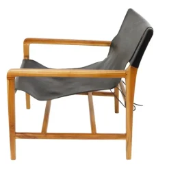 Accent Chairs-Kirkland's Home Natural Leather Sling Accent Chair Black