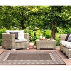 Outdoor Rugs-Kirkland's Home Natural Linear Macy Indoor/Outdoor Area Rug, 7X9 Brown