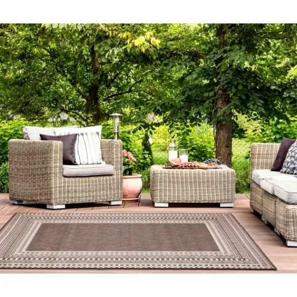 Outdoor Rugs-Kirkland's Home Natural Linear Macy Indoor/Outdoor Area Rug, 7X9 Brown