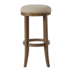 Bar Stools & Counter Height Stools-Kirkland's Home Natural Linen And Wood Bar Stools, Set Of 2 Tan