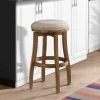 Bar Stools & Counter Height Stools-Kirkland's Home Natural Linen Barrel Base Swivel Bar Stool Tan