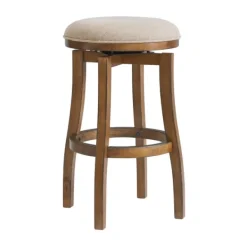 Bar Stools & Counter Height Stools-Kirkland's Home Natural Linen Barrel Base Swivel Bar Stool Tan